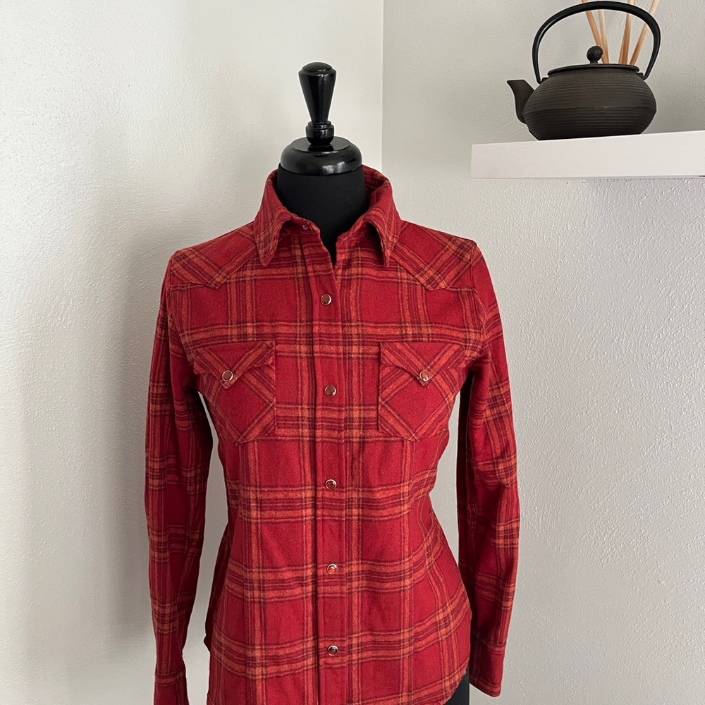 Pendleton Western Style 100% Wool Snap Front Plaid Shirt